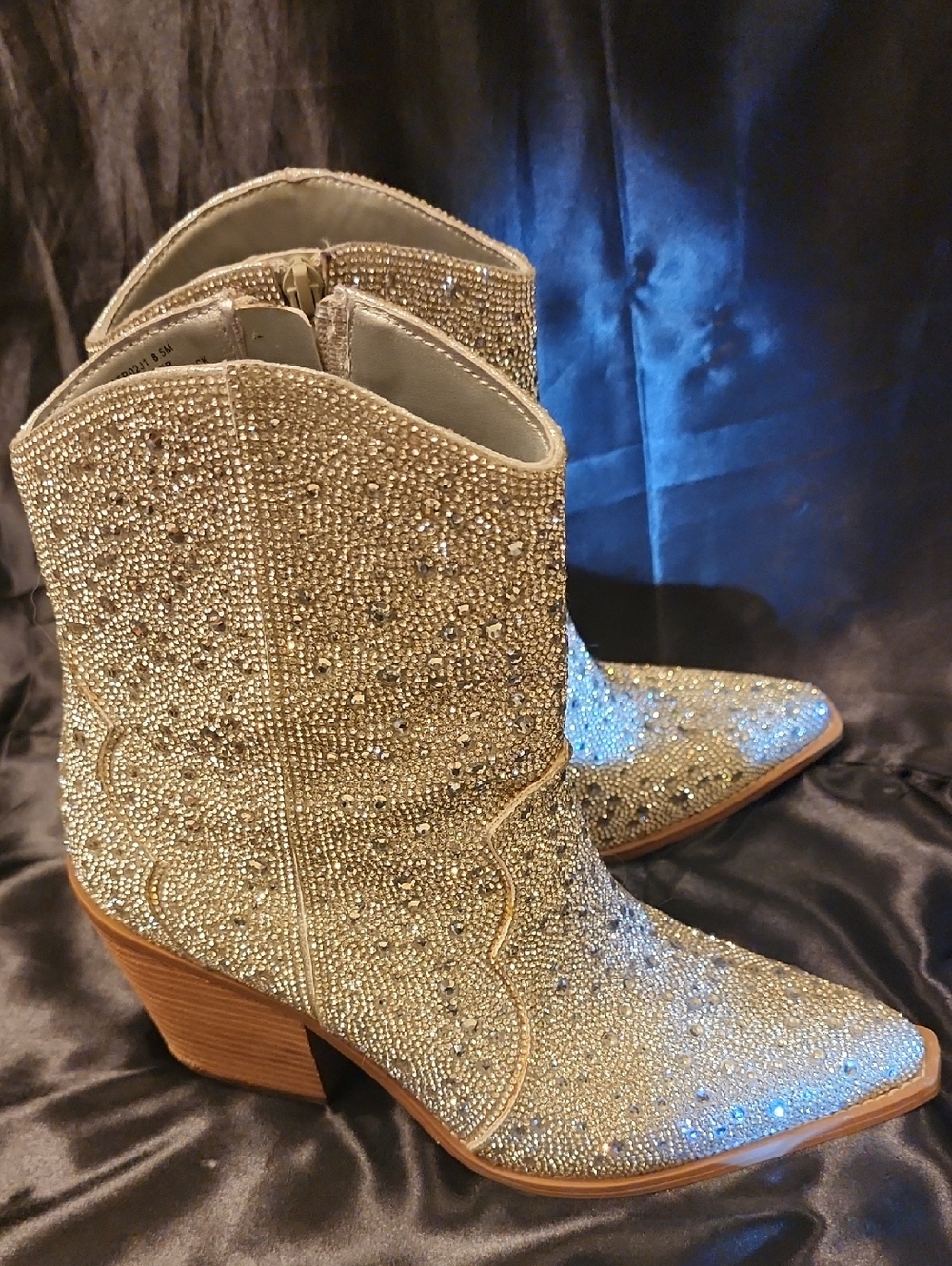 Madden Girl Crystal Embellished Western Ankle Booties